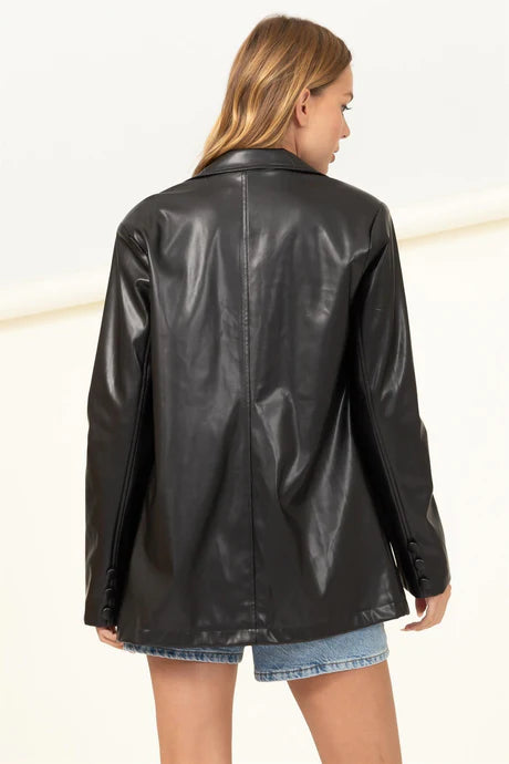 Black Vegan Leather Coat