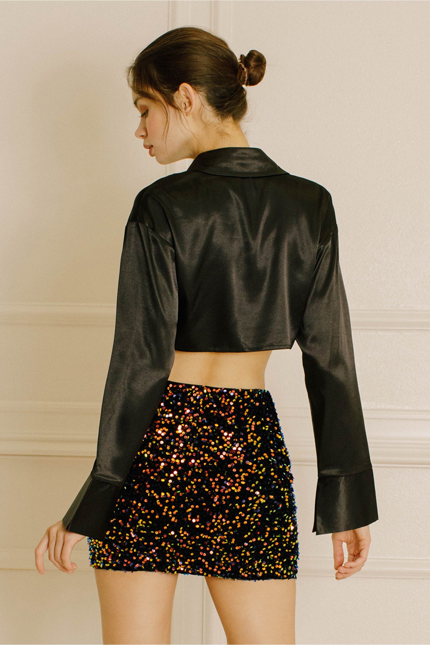 Black Sequin Mini Skirt