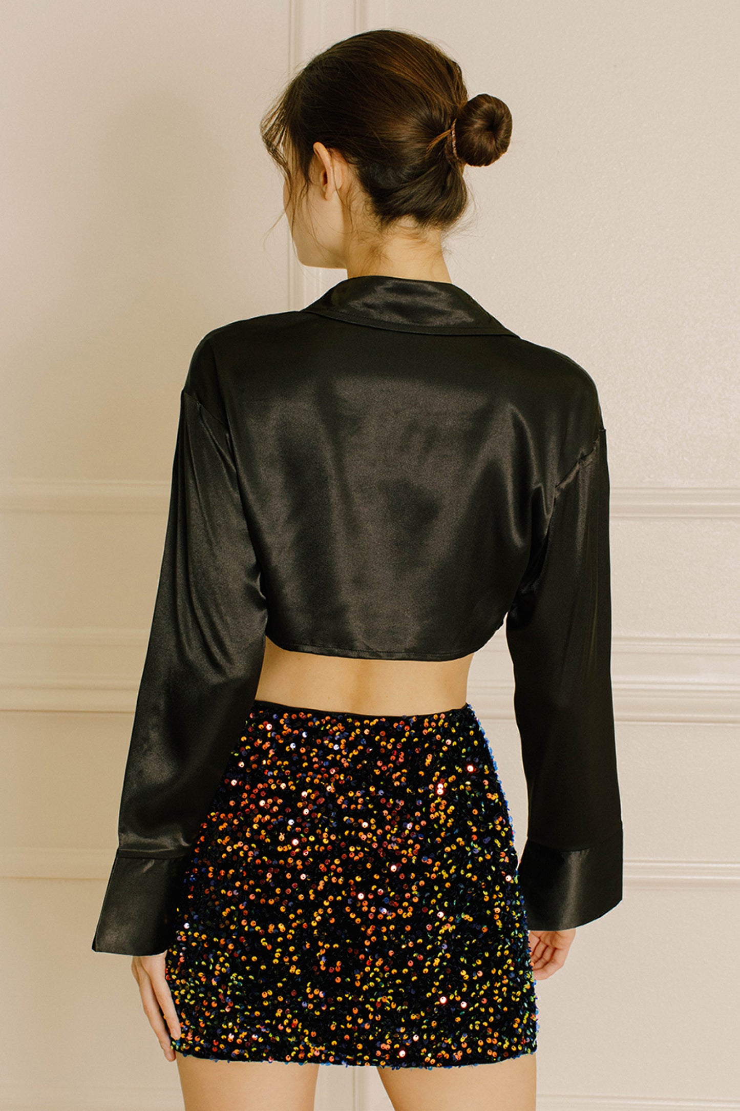 Black Sequin Mini Skirt